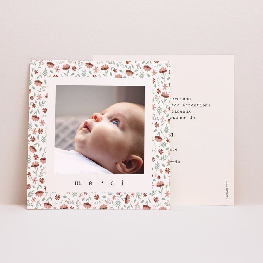 Remerciements Naissance Carré Liberty fille accordéon photo