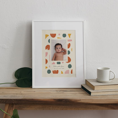 Affiche Naissance Portrait Formes abstraites colorées accordeon photo N° 3