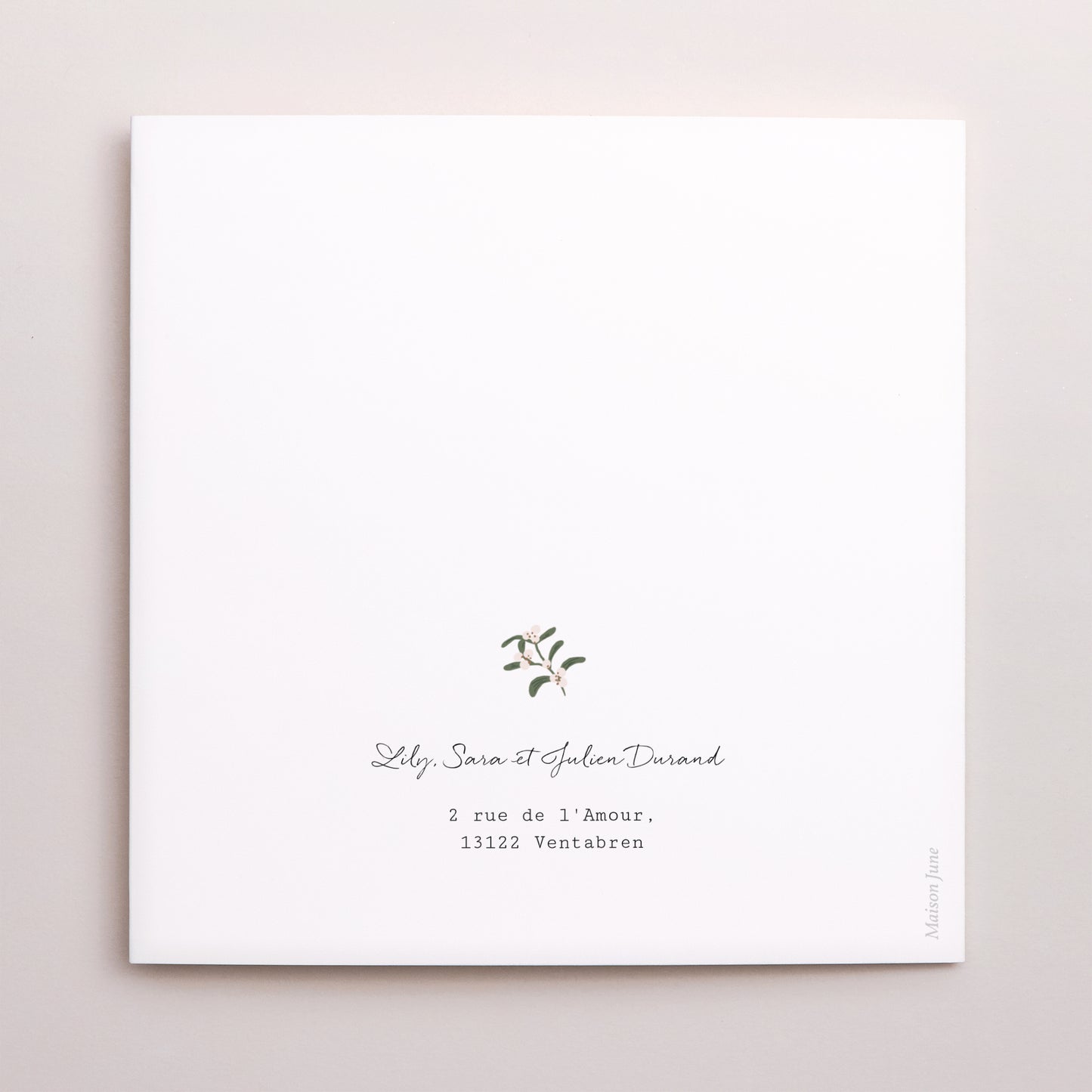 Carte de Noel Fin d'année Carré double volet Couronne sapin et gui photo N° 3