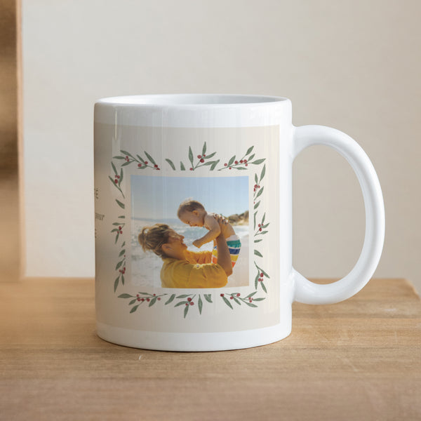 Mug Fin d'année Blanc Encadrement végétal photo