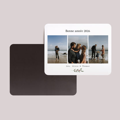 Carte de voeux Fin d'année Lot de 8, magnétique, paysage, rectangle coins arrondis Trio de Vœux photo N° 2