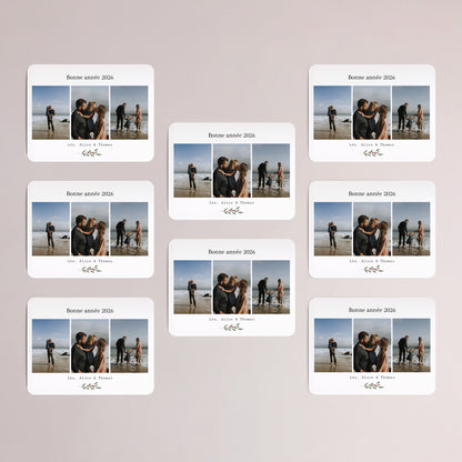 Carte de voeux Fin d'année Lot de 8, magnétique, paysage, rectangle coins arrondis Trio de Vœux photo N° 3
