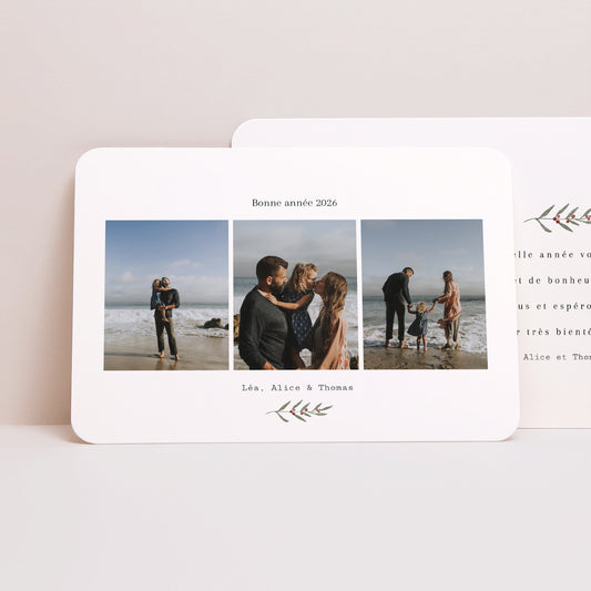 Carte de voeux Fin d'année Paysage, bords arrondis Trio de Vœux photo