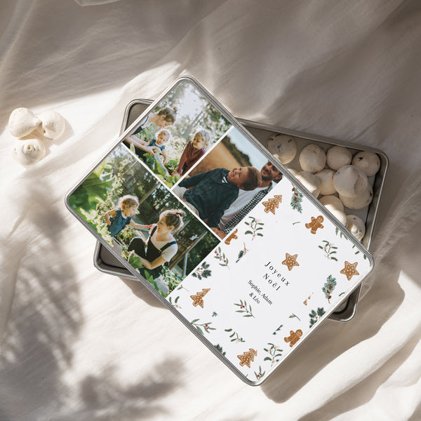 Boite métallique Fin d'année Rectangle Biscuits noël photo