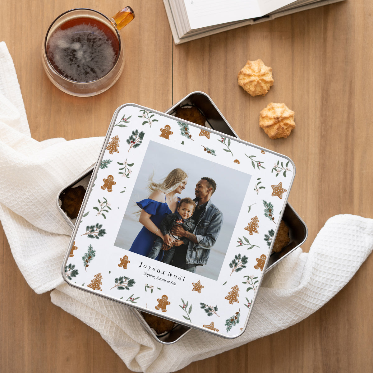 Boite métallique Fin d'année Carrée Biscuits noël photo N° 1