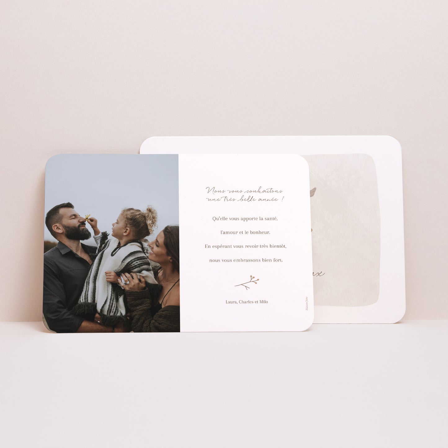 Carte de Noel Fin d'année Paysage, bords arrondis L'oiseau porte-bonheur photo N° 2