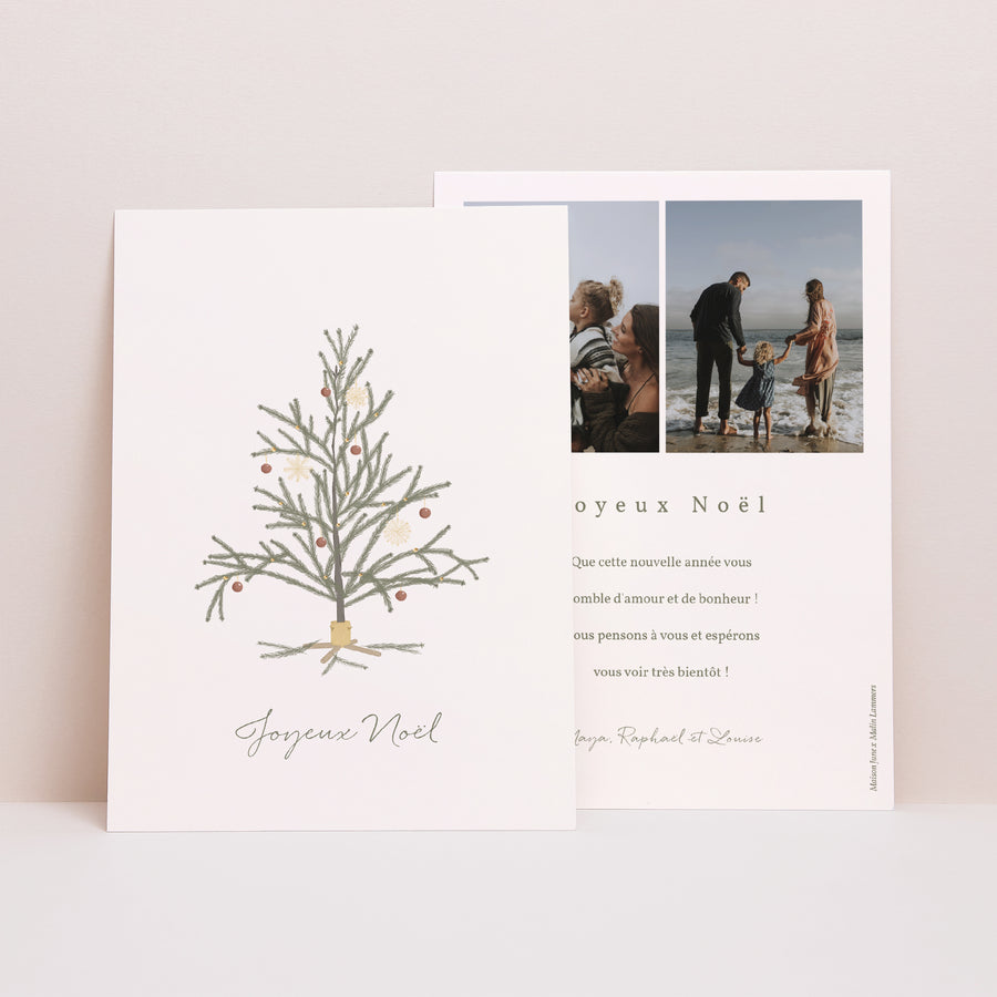 Carte de Noel Fin d'année Portrait Sapin Design photo