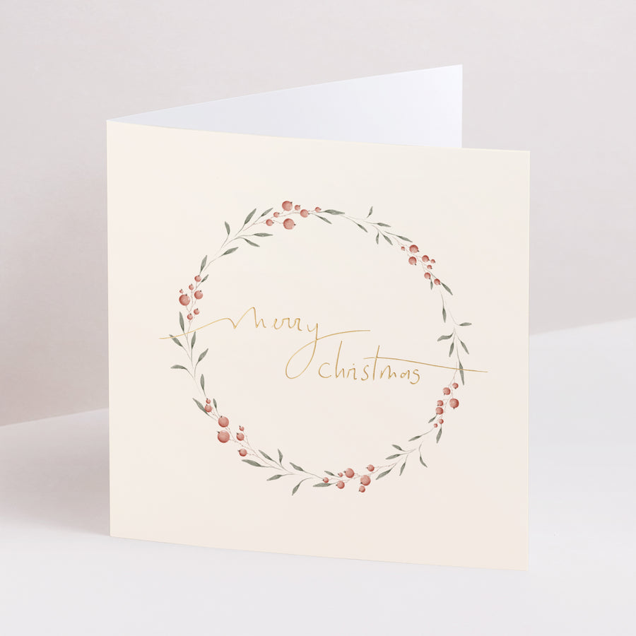 Carte de Noel Fin d'année Carré double volet Couronne de Noël V photo