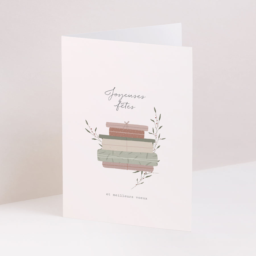 Carte de Noel Fin d'année Portrait double volet Cadeaux Vintage photo