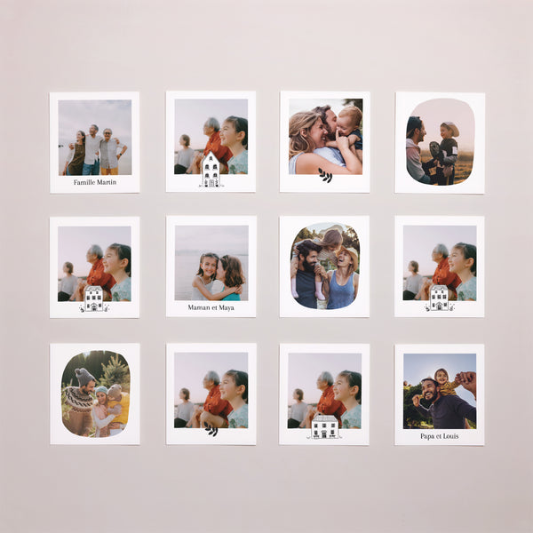 Tirage photo Fin d'année Lot de 12 Illustrations Monochromes photo