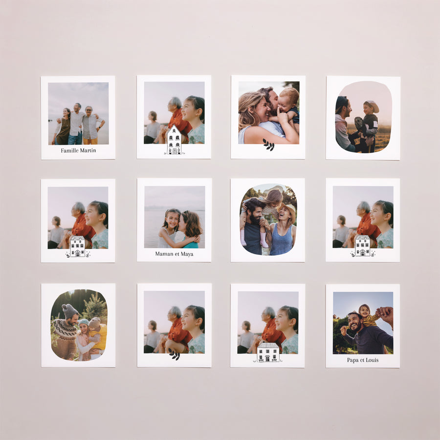 Tirage photo Fin d'année Lot de 12 Illustrations Monochromes photo