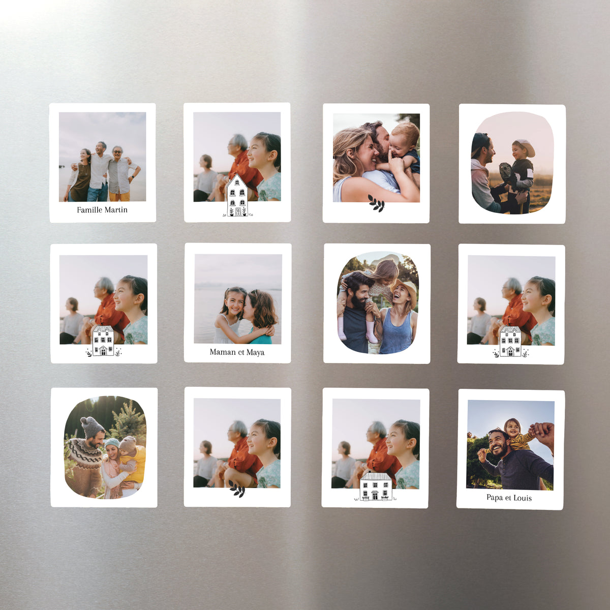 Tirage photo Fin d'année Lot de 12, magnétique Illustrations Monochromes photo N° 1
