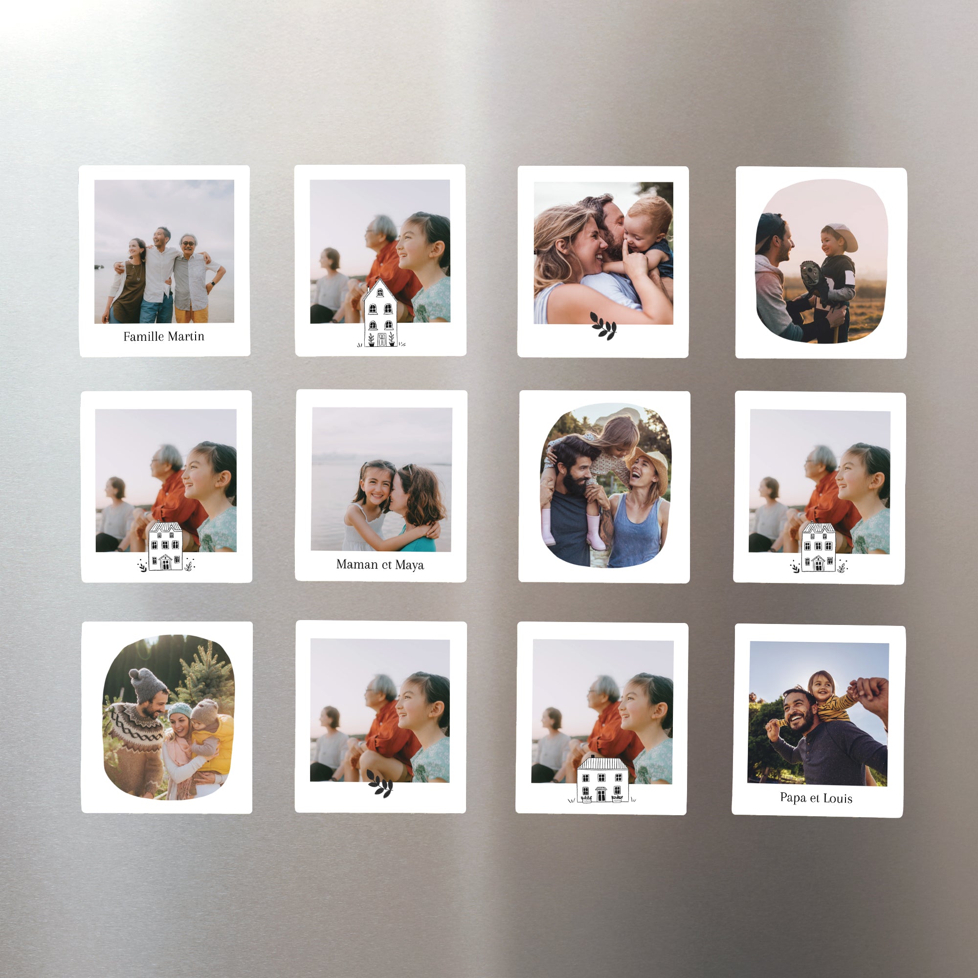 Tirage photo Fin d'année Lot de 12, magnétique Illustrations Monochromes photo N° 1