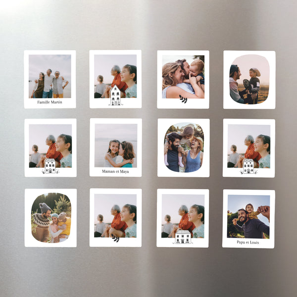 Tirage photo Fin d'année Lot de 12, magnétique Illustrations Monochromes photo