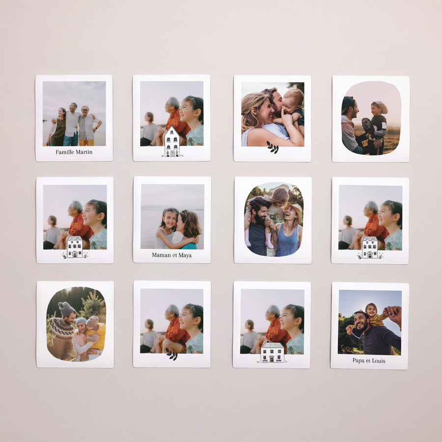 Tirage photo Fin d'année Lot de 12, magnétique Illustrations Monochromes photo