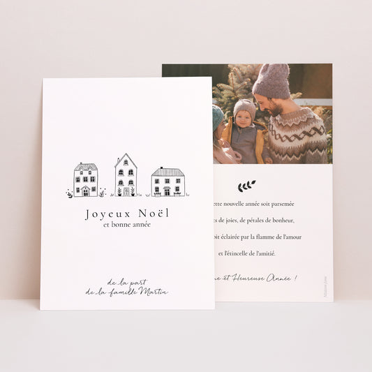 Carte de voeux Fin d'année Portrait Illustrations Monochromes photo