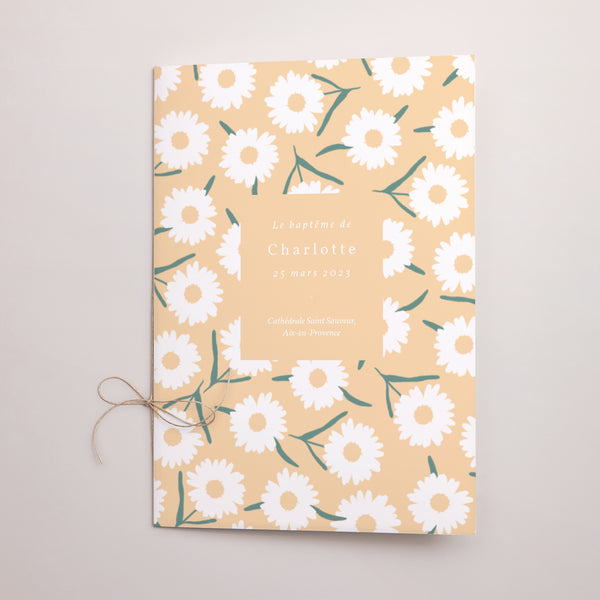 Livret de messe Baptême Double volet Marguerites, fille photo