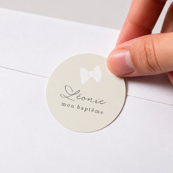 Sticker Baptême Rond Bébé, coussin photo