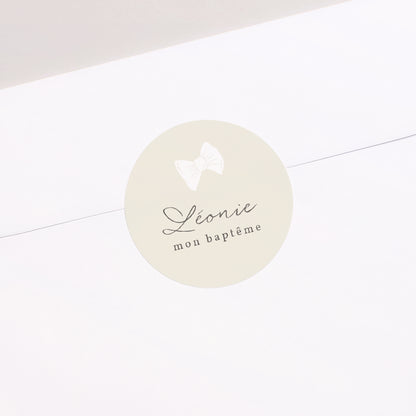 Sticker Baptême Rond Bébé, coussin photo N° 1