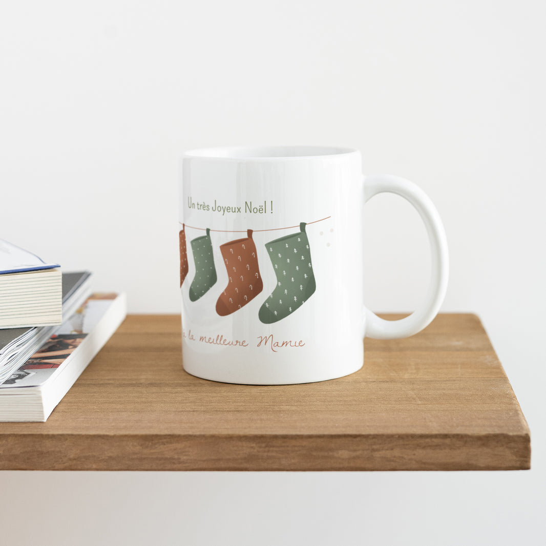 Mug Fin d'année Blanc Chaussettes de Noël photo N° 4