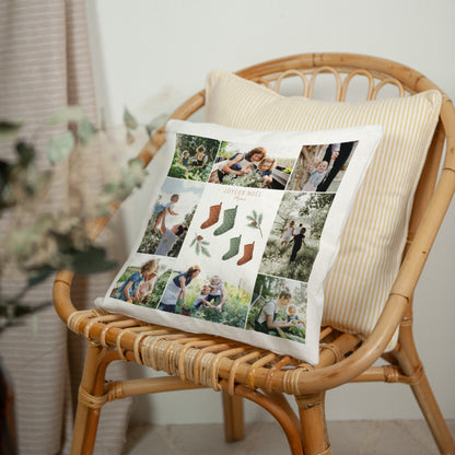 Coussin Fin d'année Beige naturel Branches de sapin de Noël photo N° 2