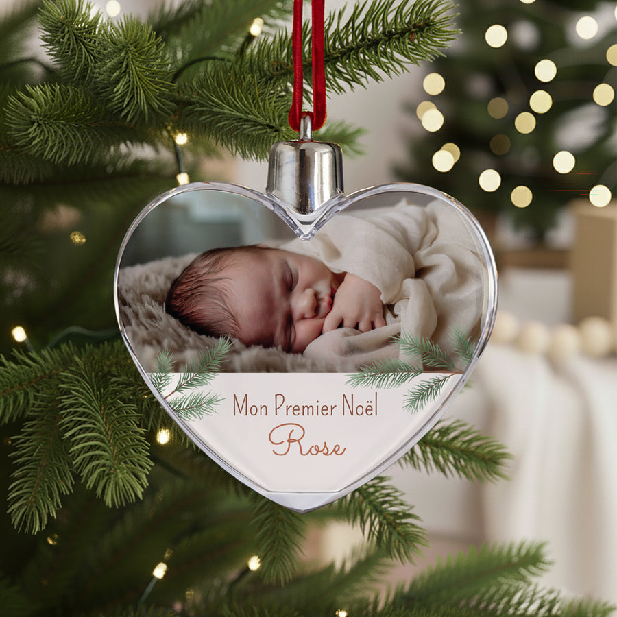 Boule de Noël Fin d'année Cœur Branches de sapin de Noël photo