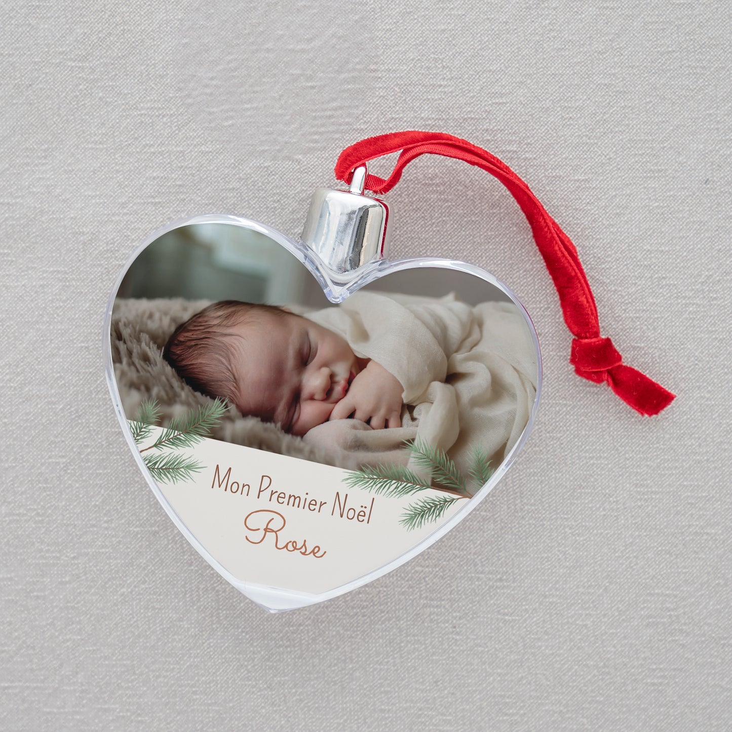 Boule de Noël Fin d'année Cœur Branches de sapin de Noël photo N° 2