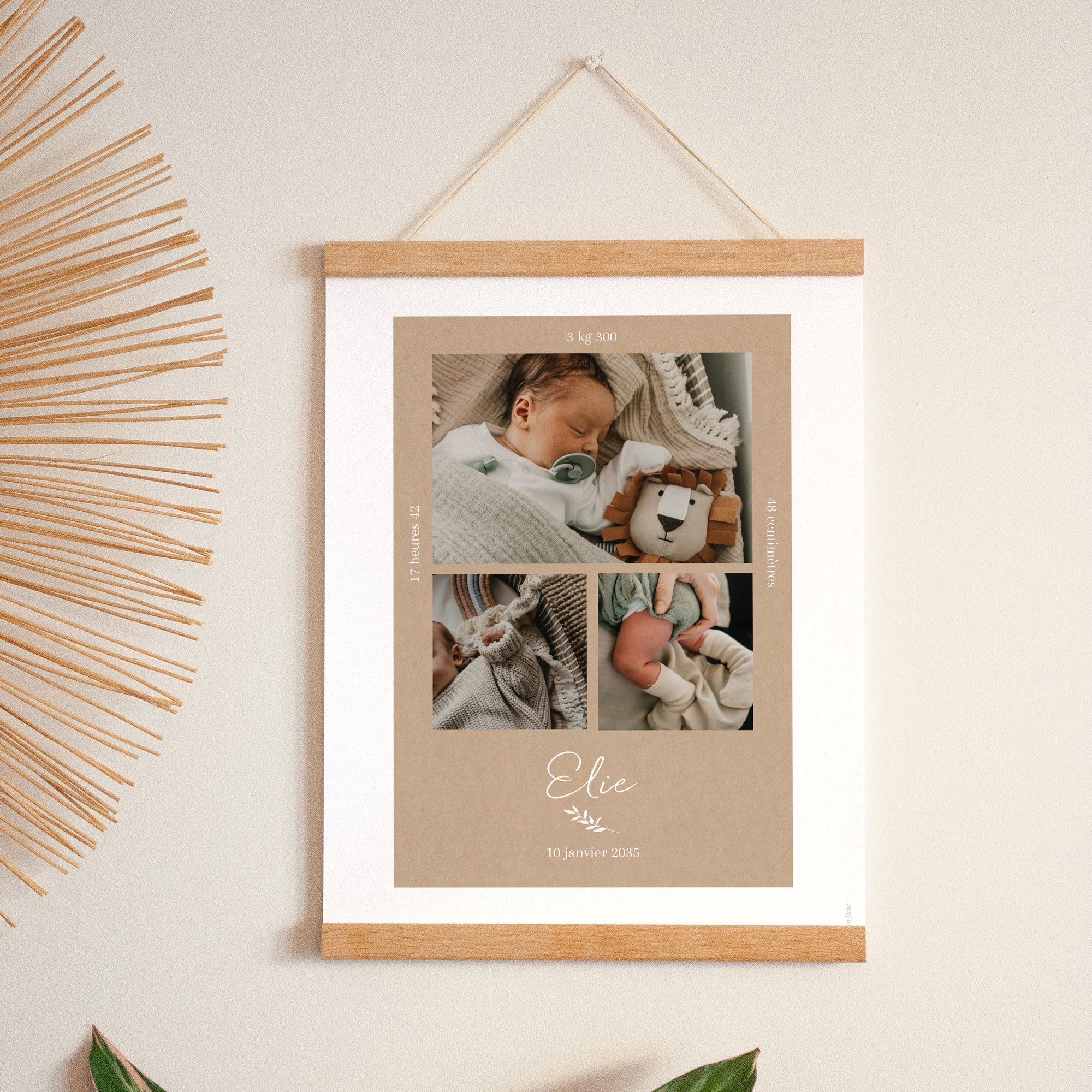 Affiche Naissance Portrait 30 x 40 cm Portrait Kraft Naturel photo N° 1
