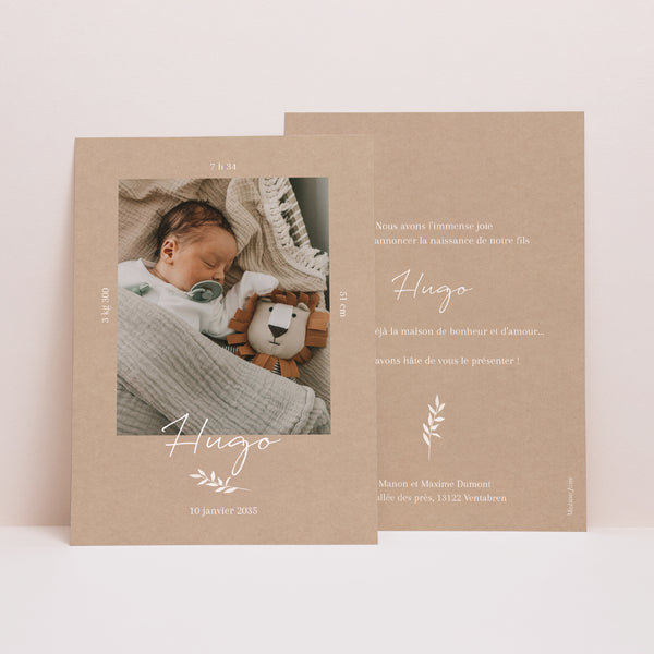 Faire-part Naissance Portrait Portrait Kraft Naturel photo