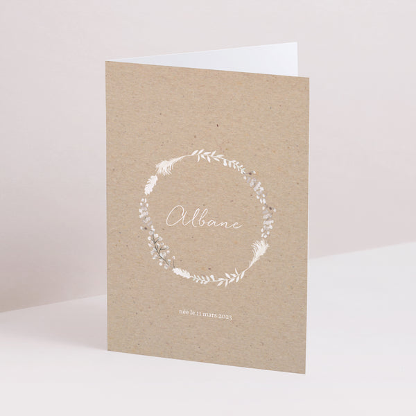 Faire-part Naissance Double volet portrait Couronne Kraft photo