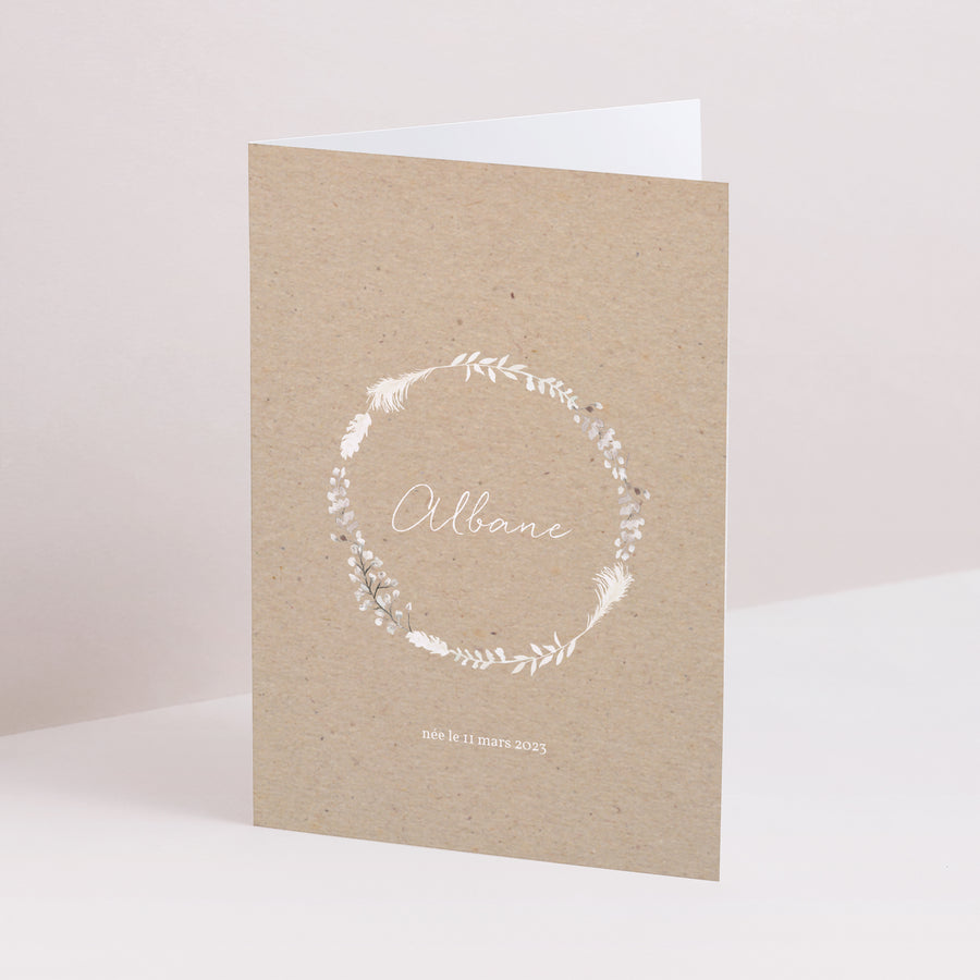 Faire-part Naissance Double volet portrait Couronne Kraft photo