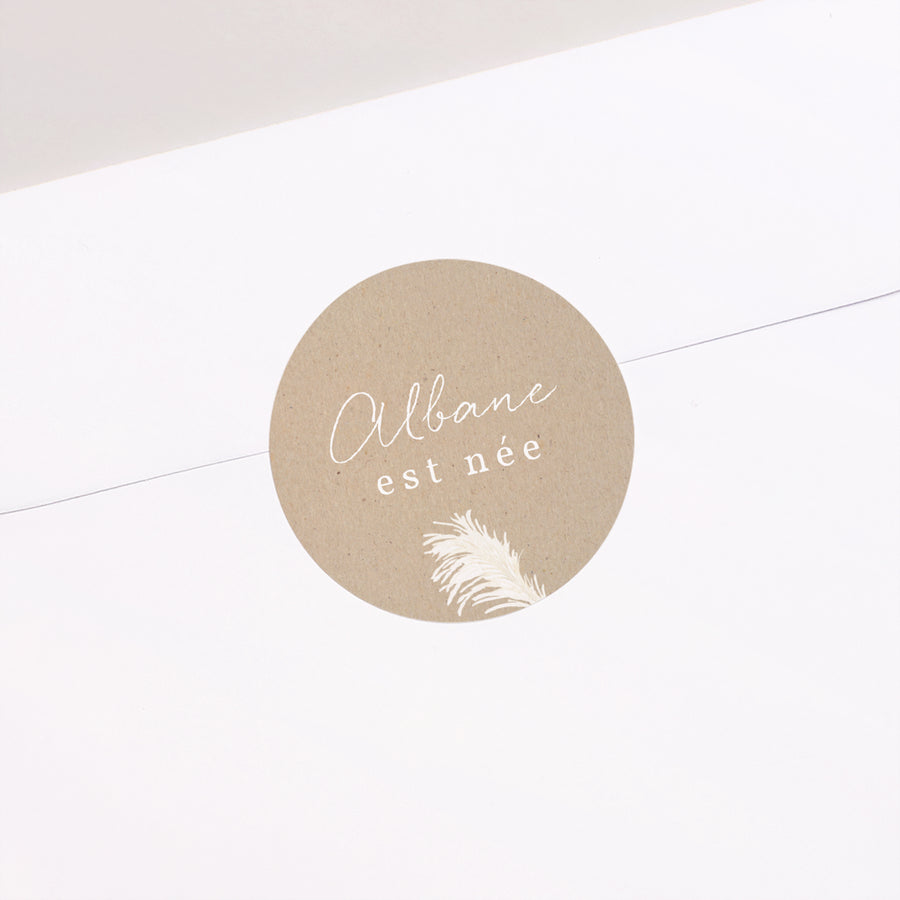 Sticker Naissance Rond Couronne Kraft photo