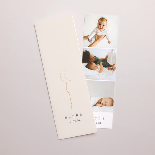 Faire-part Naissance Marque-page photo Lune d'Or photo