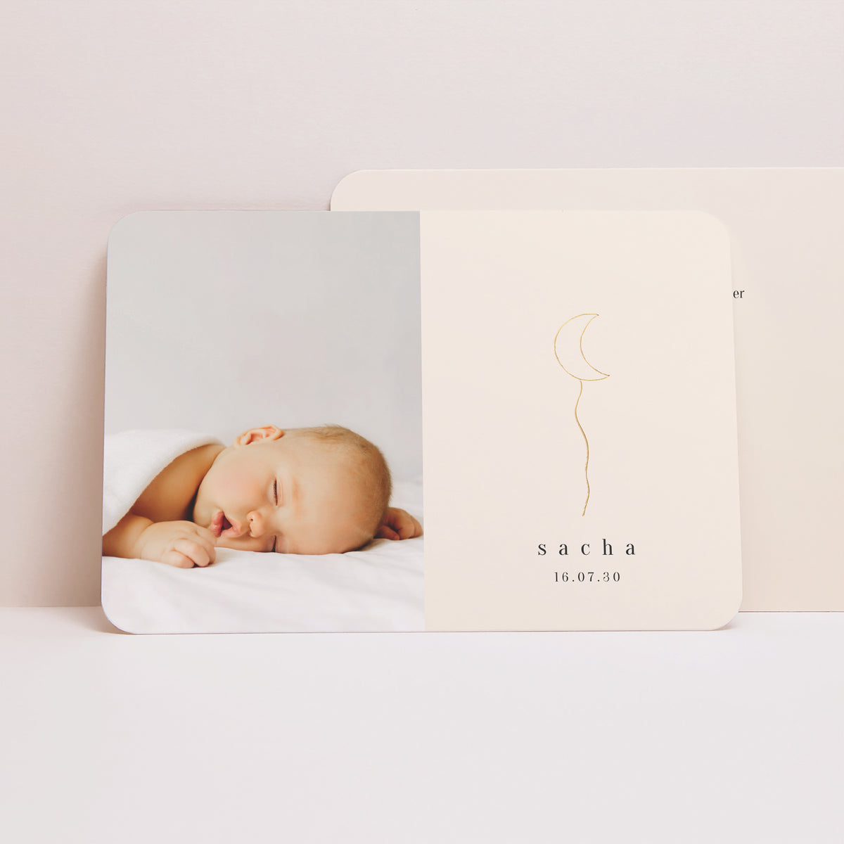 Faire-part Naissance Paysage, bords arrondis Lune d'Or photo
