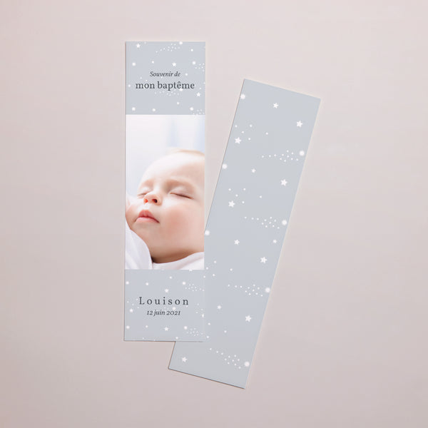 Marque-page Baptême Marque-page Etoiles Divines, Gris photo