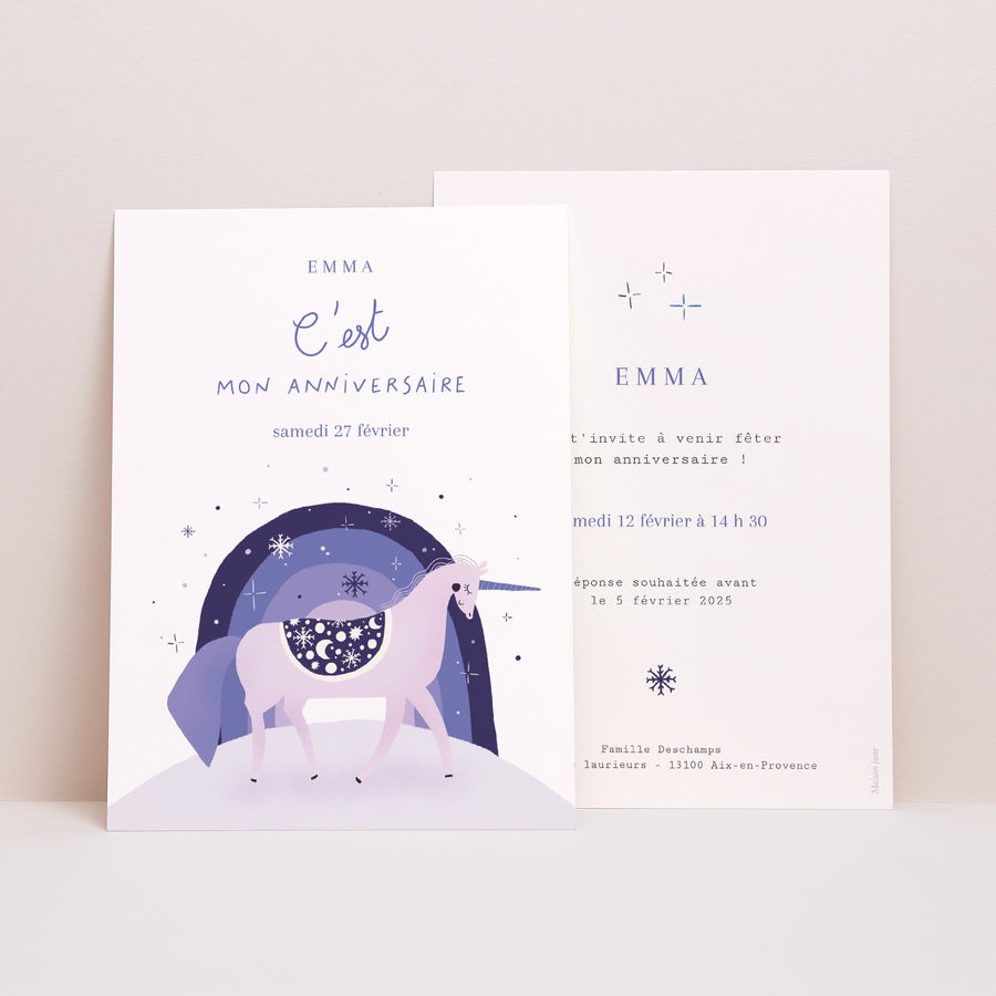 Invitations Anniversaire Enfant Portrait Licorne Magique photo