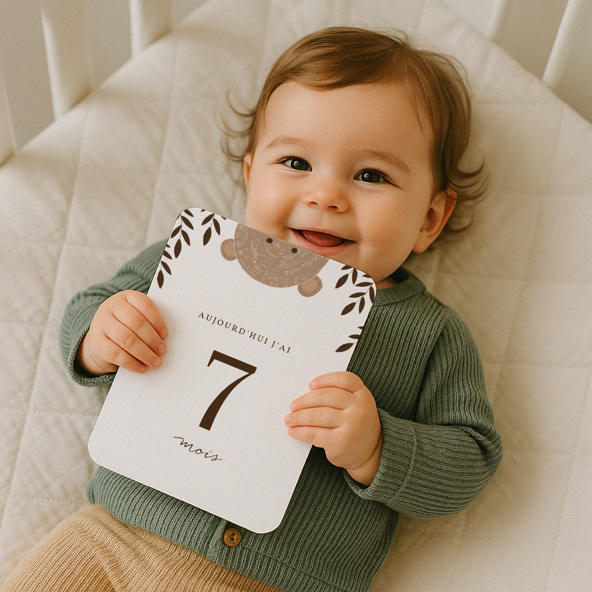 Cartes Étapes Bébé En Bois 12 Pièces - Jalon Mensuel Gravé Recto/Verso - Cadeau Naissance Fille Ou Garçon