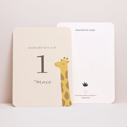 Carte étape bébé Naissance Lot de 12 Girafe Savane photo N° 2