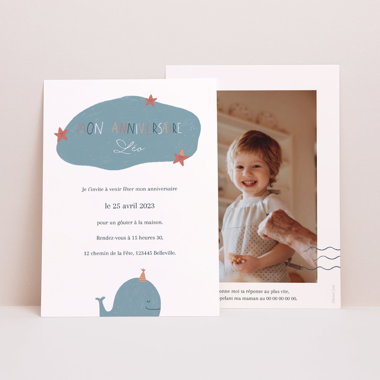 Invitations Anniversaire Enfant Portrait Jolie Baleine photo N° 1