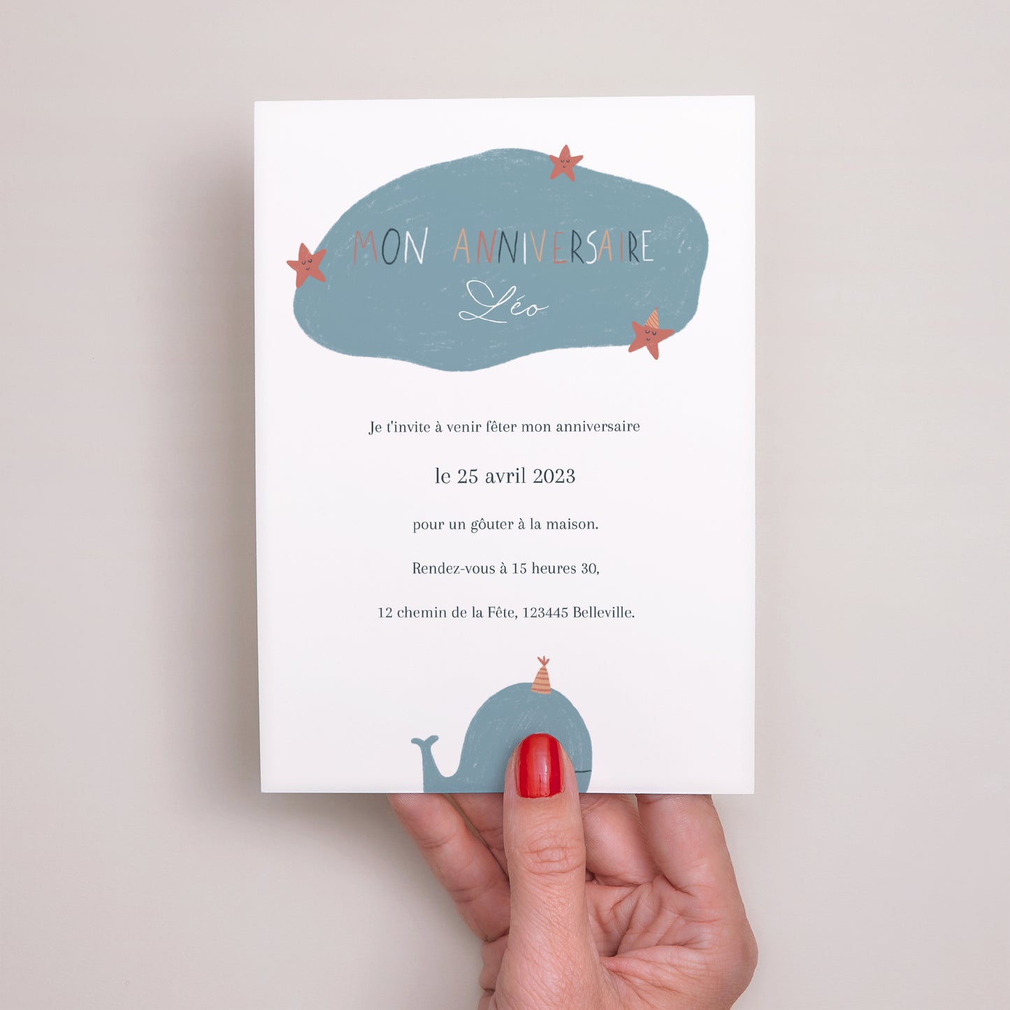 Invitations Anniversaire Enfant Portrait Jolie Baleine photo N° 2