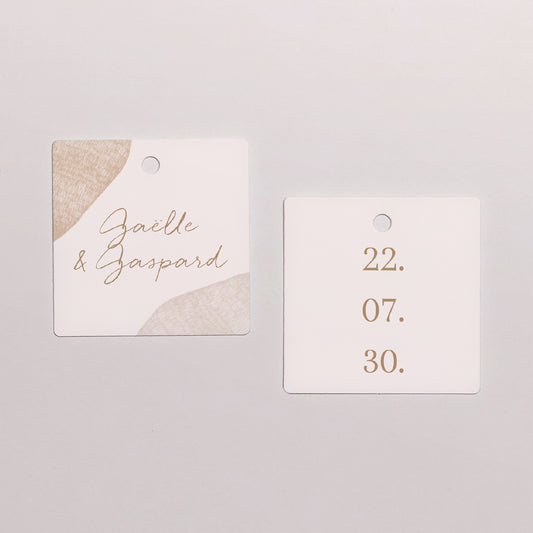Etiquette perforée Mariage Carrée Terre de Sienne photo