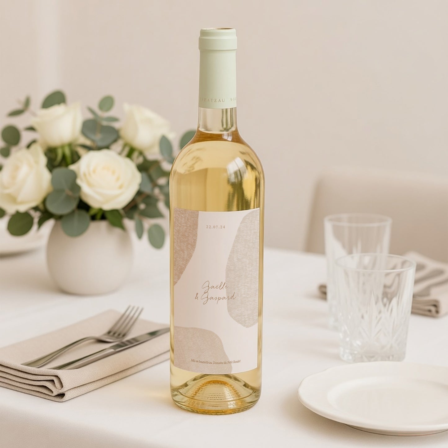 Etiquette bouteille Mariage Portrait Terre de Sienne photo N° 2