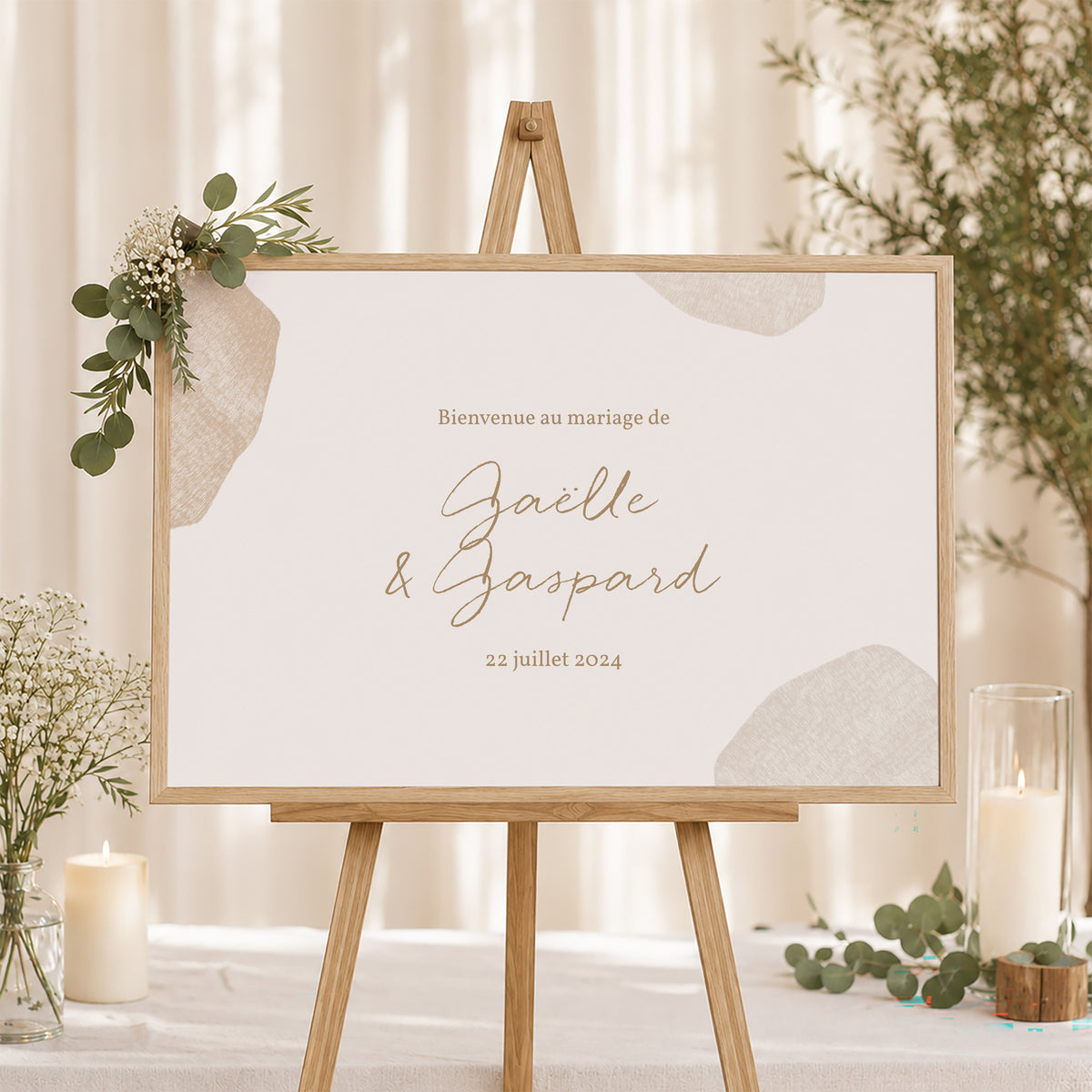 Panneau bienvenue Mariage Paysage 90 x 60 cm Terre de Sienne photo N° 1