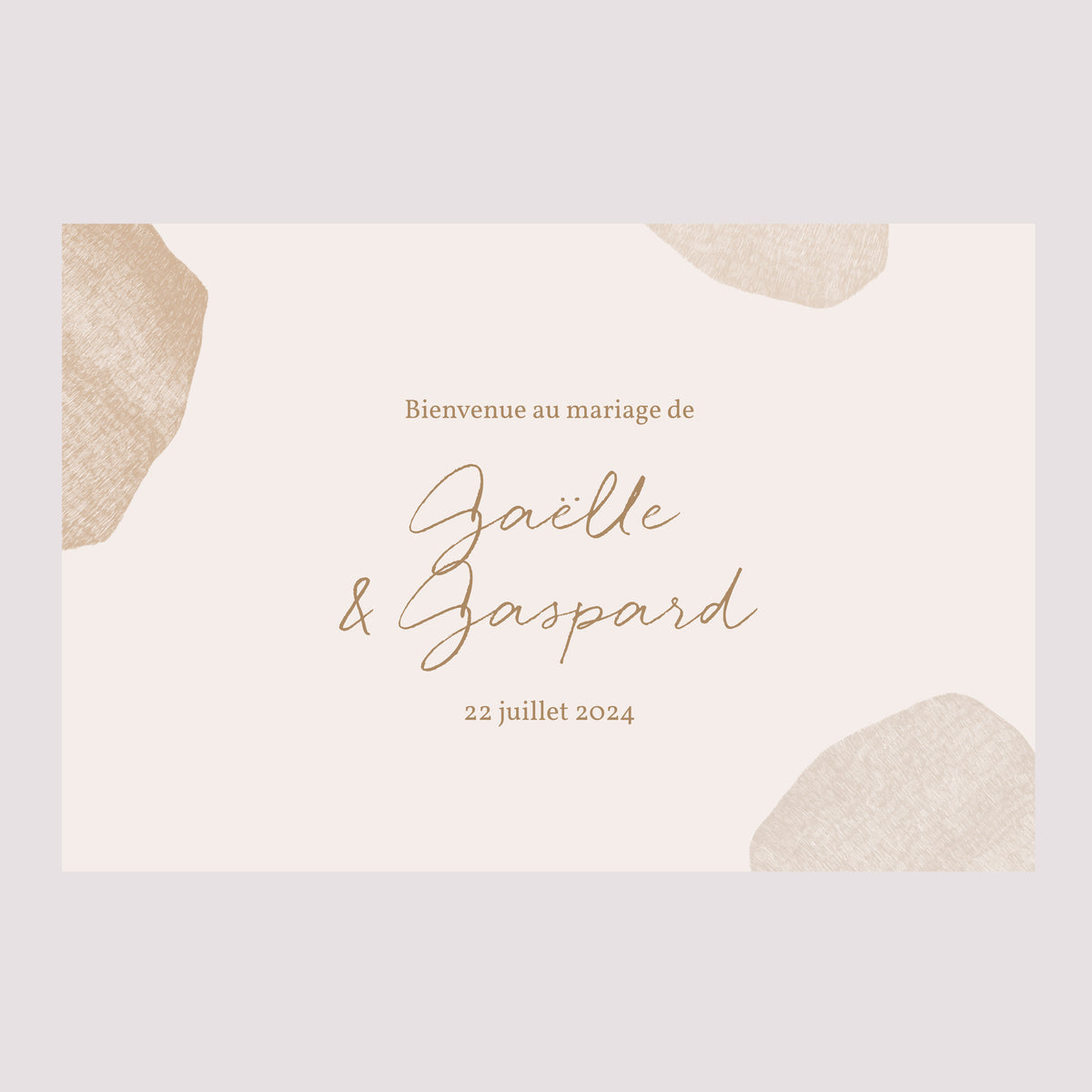Panneau bienvenue Mariage Paysage 90 x 60 cm Terre de Sienne photo N° 2