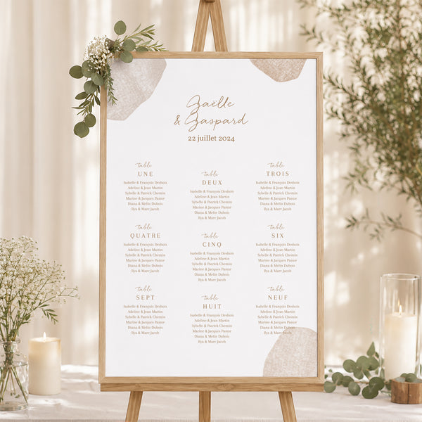 Plan de table Mariage Portrait Terre de Sienne photo