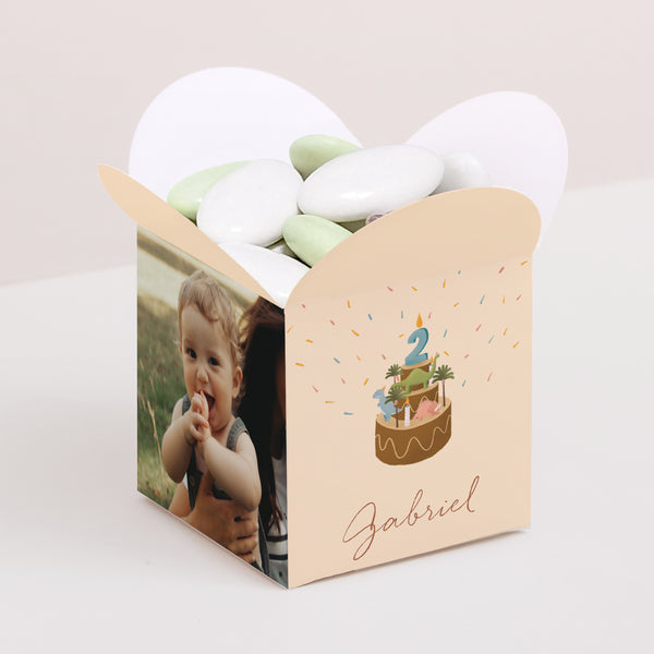Boîte à bonbons Anniversaire Enfant Ouverture papillon Petit Dinosaure photo