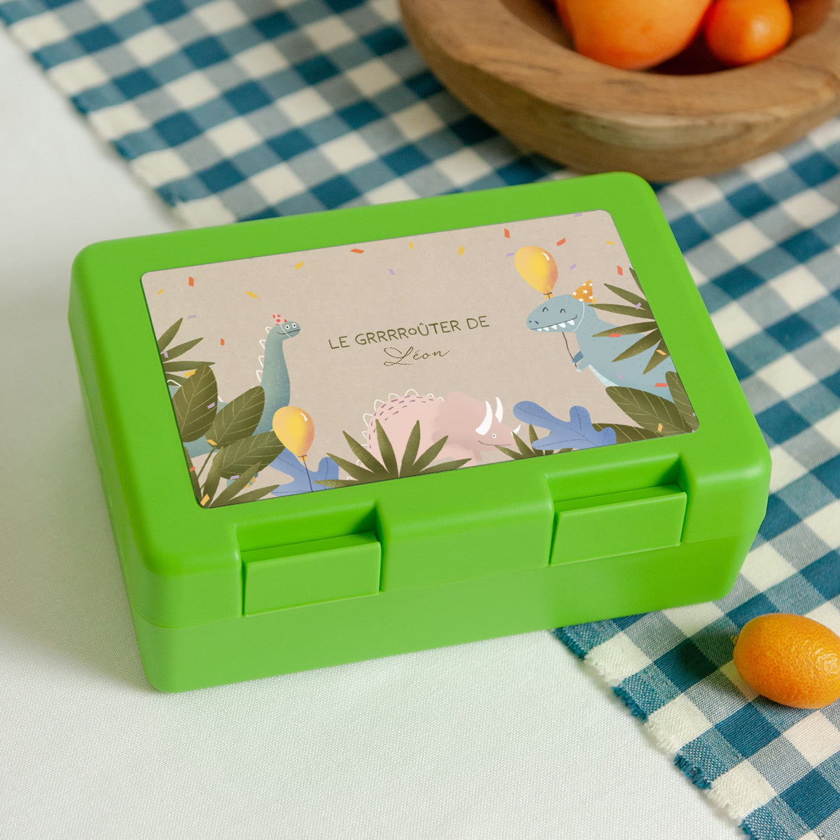 Boite goûter Anniversaire Enfant Verte Petit Dinosaure photo N° 2