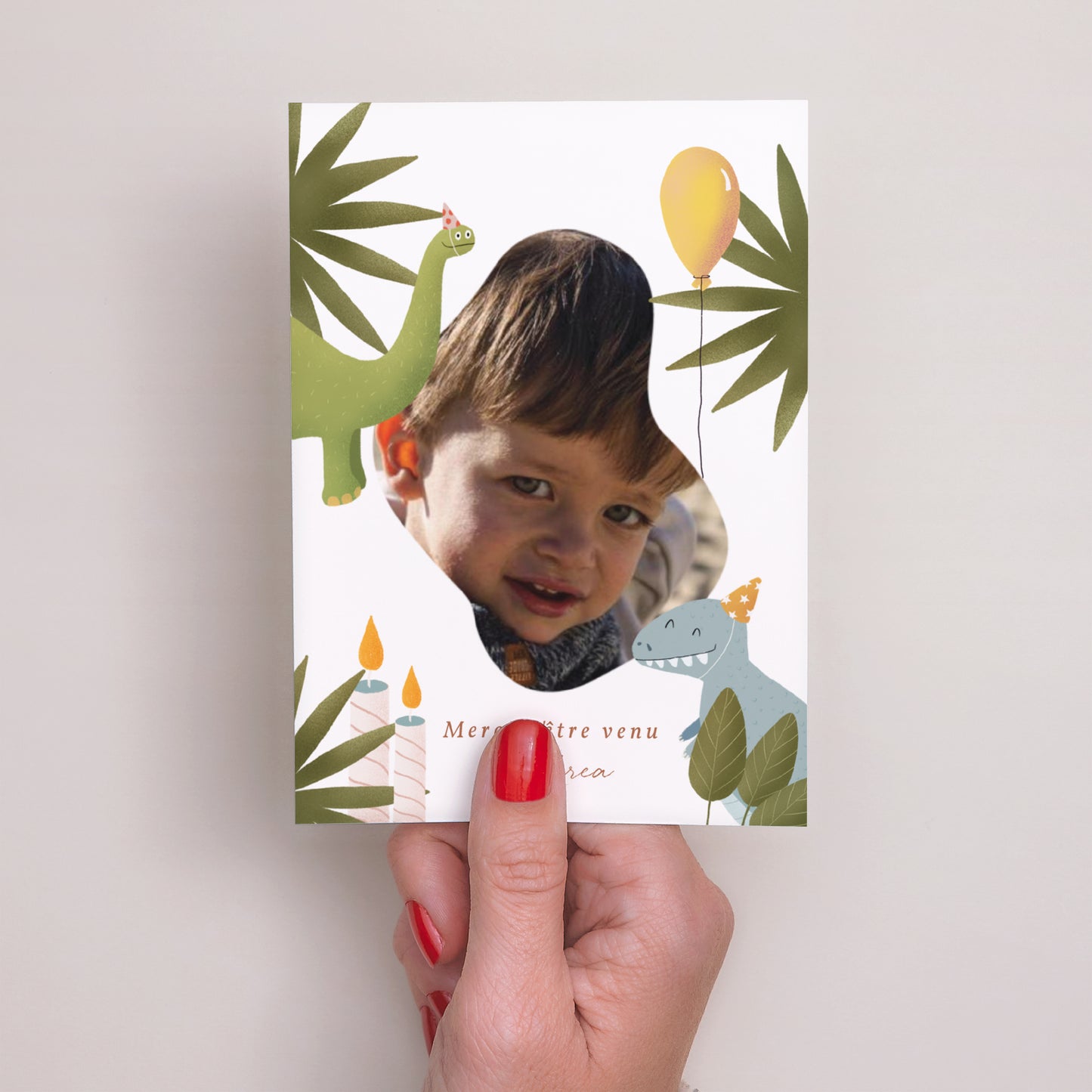 Remerciements Anniversaire Enfant Portrait Petit Dinosaure photo N° 2