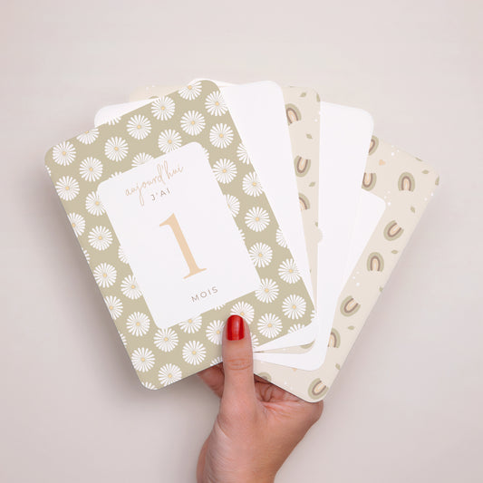 Carte étape bébé Naissance Lot de 12 Mobile Marguerite photo