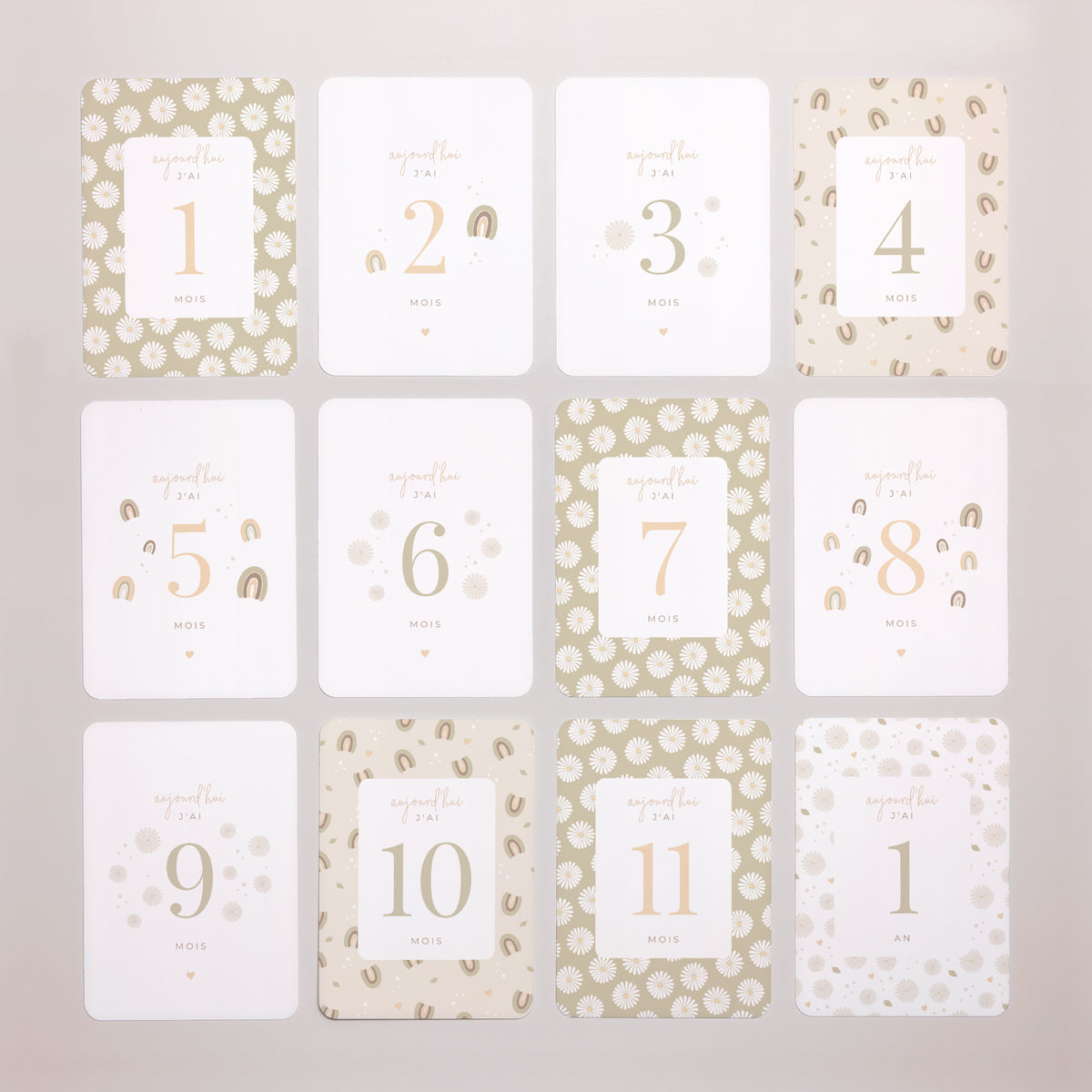 Carte étape bébé Naissance Lot de 12 Mobile Marguerite photo N° 3